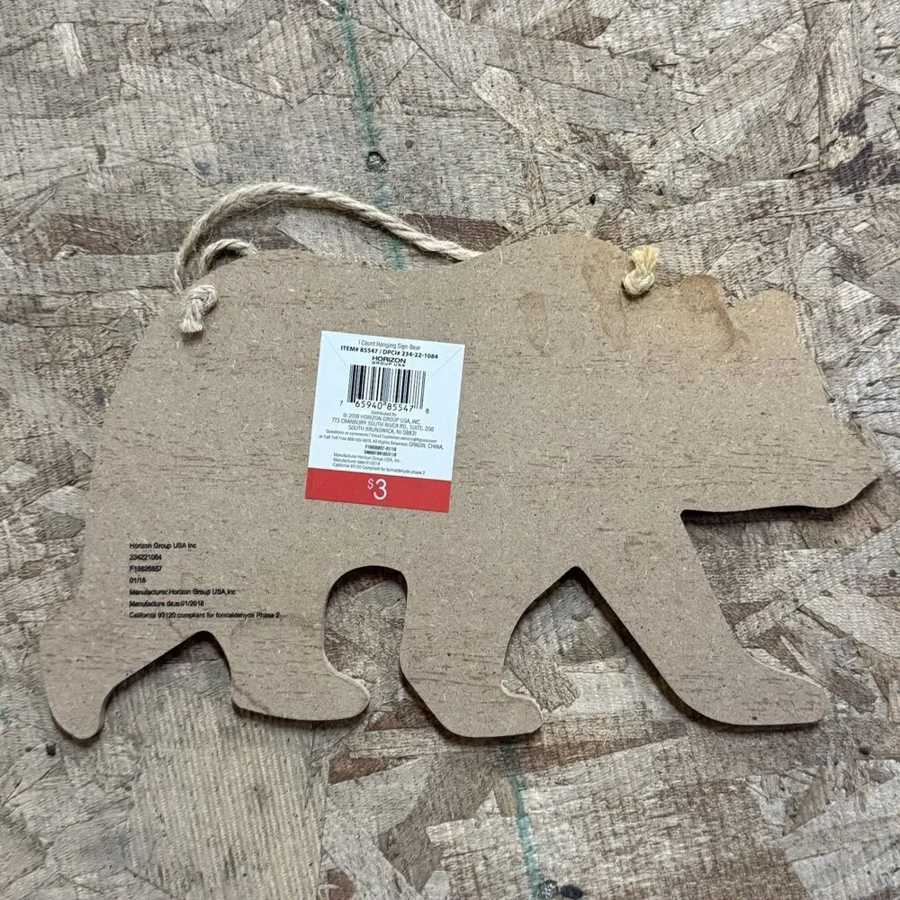 Rustic Woodland Hanging Sign Set Bear & “Let’s Escape to the Woods” Cabin Decor